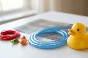 Гибкие пластиковые изделия из ПВХ на белом столе