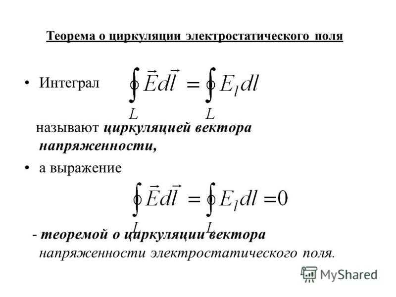 Циркуляция вектора напряженности электрического поля