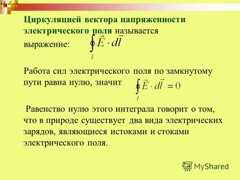 Циркуляция вектора напряженности электрического поля