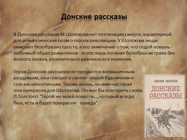Тема гражданской войны в «донских рассказах» м. шолохова (на примере рассказа «чужая кровь»)