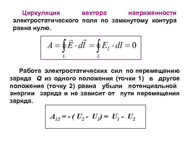 Циркуляция вектора напряженности